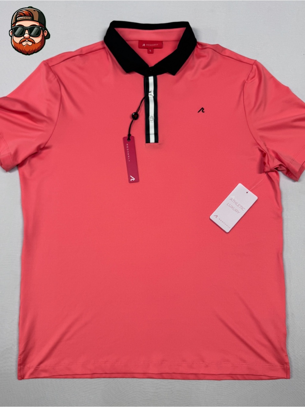 Redvanly Golf Men’s Large Coral Monroe Polo Performance Shirt NWT